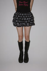 flower frill cancan banding mini skirt