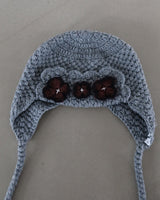 Flower patch earring beanie hat
