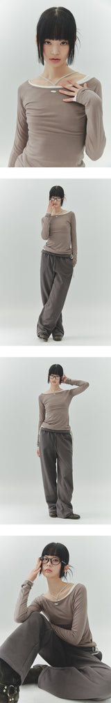 LOWER BOATNECK TOP cocoa