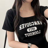 ローブレタリングスクエアネックショートスリーブTシャツ