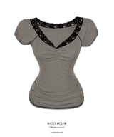 Elise Ballet Lace Shirring Top (3color)