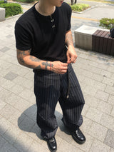 No.1300 Nストライプデニムワイドパンツ