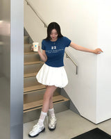 [MADE/7color] タイニーリブレタリング半袖Tシャツ