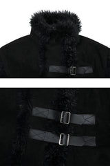 LUNA BELTED SHEARLING JACKET black