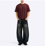 Men's Cotton Short Sleeve Crop Tee Burgundy