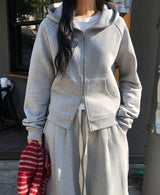 Moz Zipper Two-Way Slim Hooded Zip-Up