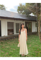 Mobile flower sleeveless long dress
