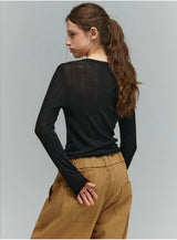 SLIP SHEER WAVE LONGSLEEVE [BLACK]