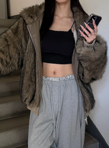 [Unisex] Fur 2way hood zip up(4color)