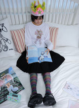 コサージュポイントスリム長袖Tシャツ