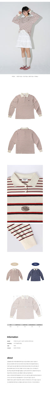 STRIPE COLLAR T-SHIRT  (Ivory)