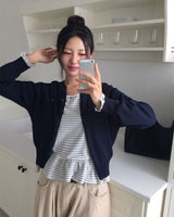 [MADE] Wove, border frill long sleeve T-shirt