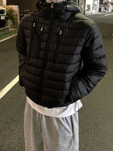 Off Multi-Pocket Cropped Hooded Lightweight Padding Jacket