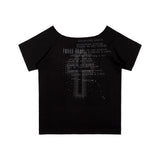 Divine Cross One-Shoulder Tee (Black) F25QB138