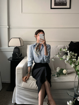 Roniv Silky Hidden Button Blouse / 5 colors