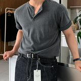 ユナイシティピグメントワッフルインシジョンヘンリーネックマッスルフィットショートスリーブTy