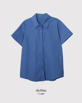 Side Button Slim Short Sleeve Shirt (3color)