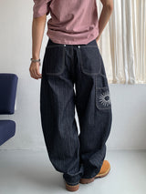 HERRINGBONE NONFADE BALLOON JEANS
