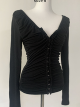 Lips shirring hook top (black)