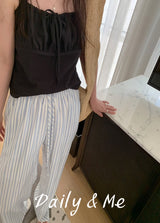 striped banding pants