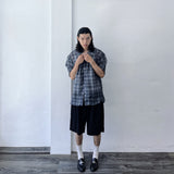Mist Plaid Open-Collar Shirt