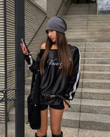Girls' Unbalanced グロッシーラグビースウェットシャツ
