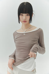 LOWER BOATNECK TOP cocoa