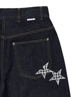 CHECK APPLIQUE DENIM PANTS BLUE(CV2GSFD111A)