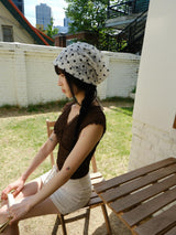 dot lace beanie