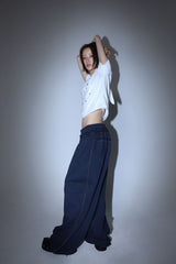 Line stud string sweatpants - Navy