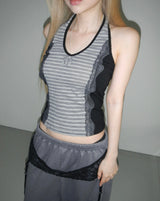 blin corsage stripe halter top 