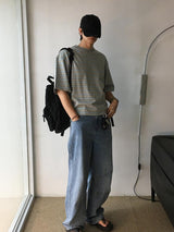 [A-T0094] ジェリーボーダークロップ半袖Tシャツ (3色)