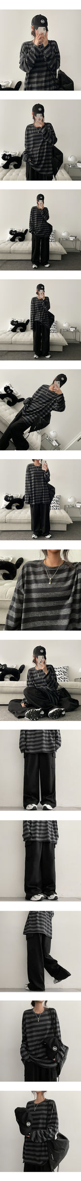 Bellaing Stripe Box Long Sleeve T-shirt