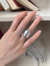 Bold silver water drop open ring