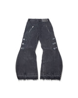 MULTI BUCKLE WASHED GREY DENIM PANTS