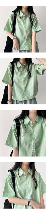 Monran Muji Cropped Short-Sleeved Shirt