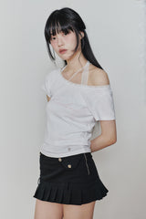 ANGEL SHIRRING TOP white