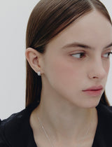 26SS★ Essence Silver Tria Pave Earrings