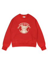 Women's Regular Fit Bear Friends クロップドスウェットシャツ レッド (FCF1TS202W)