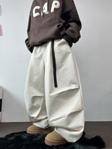 TWO PINTUCK RIVET BELT BALLOON LONG PANTS 🤎🖤💙3COLOR
