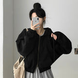 Tying Washing Two-Way Banding Hood Zip-Up