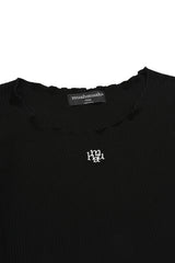 STITCH FRILL U-NECK LONG SLEEVE