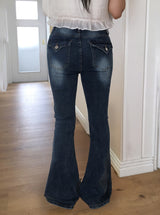 Bev Flip Pocket Bootcut Washing Denim Pants