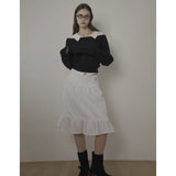 CABLE BOAT NECK KNIT-BLACK