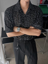 ASCLO Leopard Open Collar Short Sleeve Shirt (3color)