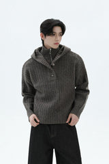 Heavyweight Layered Look Hooded Sweater