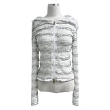  Sugar Veil Sheer Lace Long Sleeve Hooded Zip-Up (White)