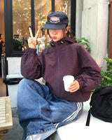 Little Hooded Check Windbreaker