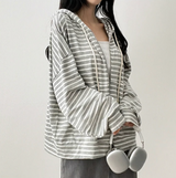 Itta Overfit Stripe Dangara Hooded Zip-Up