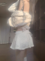 Heimin low-waist fur skirt (ivory)